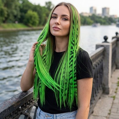 extension-cheveux-clip-vert-neon-noir-longue-ligne-droite-style-urbain-femme