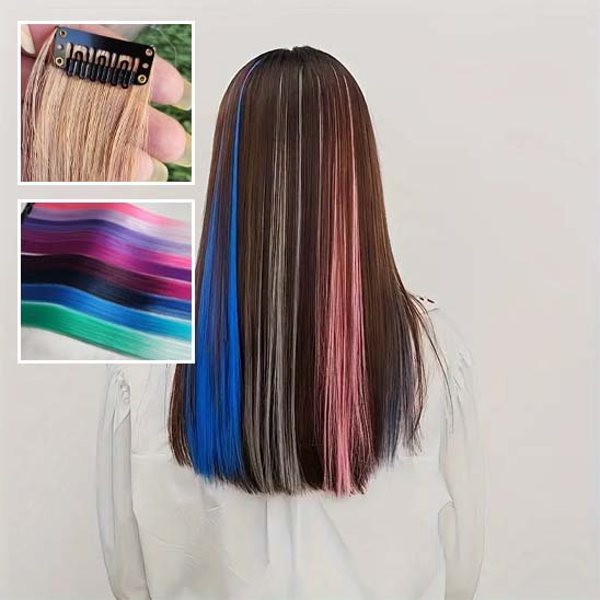 extension-clip-cheveux-brun-reflets-bleu-rose-longueur-lisse-style-femme-couleurs