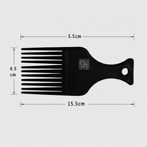 Peigne afro fond gris avec dimensions moyen peigne
