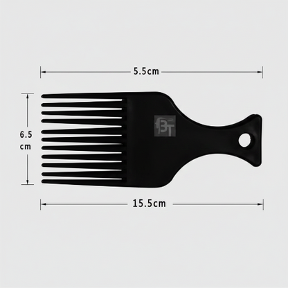 Peigne afro fond gris avec dimensions moyen peigne