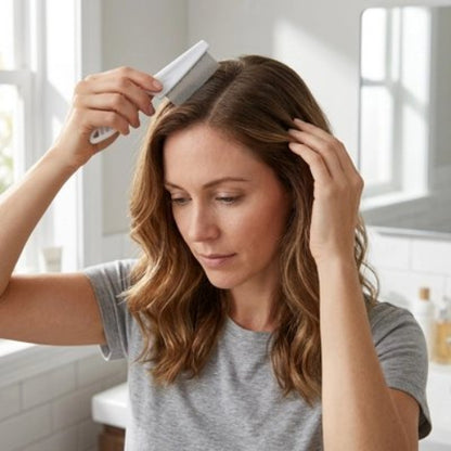 Peigne anti poux femme peigne cheveux longs dans sa salle de bain