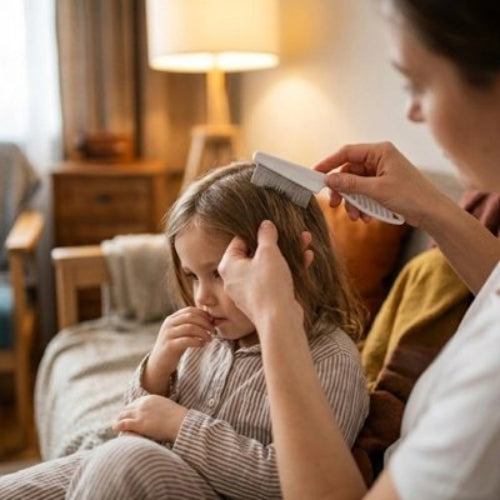 Peigne anti poux peigne petite fille sur le canape