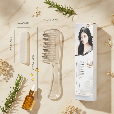 Peigne cheveux applicateur dimensions reservoir transparent billes metalliques