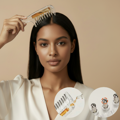Peigne cheveux applicateur femme cheveux noirs soin cuir chevelu