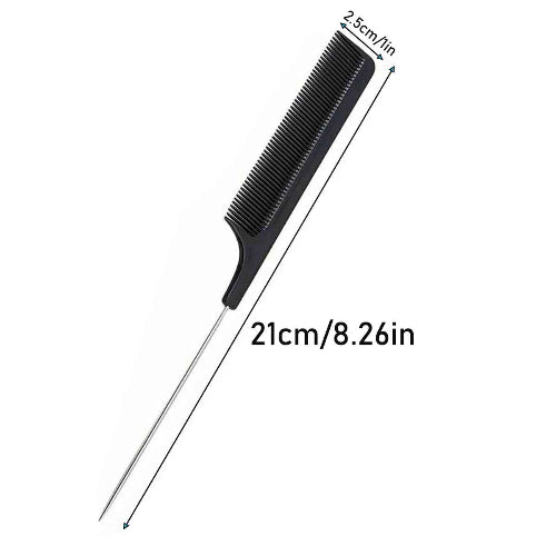 peigne-noir-a-queue-metallique-avec-dimension