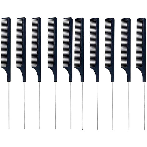 peigne-noir-a-queue-metallique-un-lot-de-10
