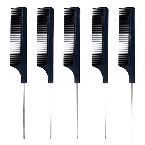 peigne-noir-a-queue-metallique-un-lot-de-5