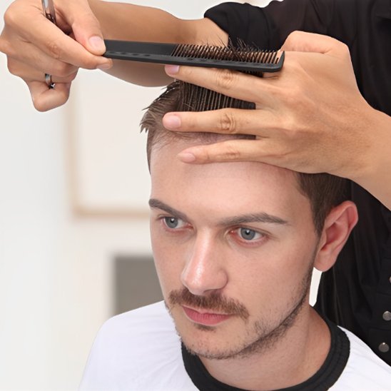 Peigne noir coupe meche cheveux homme  salon de coiffure