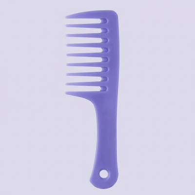 Peigne violet fond lavande dents larges