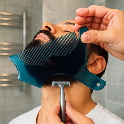peigne‑a‑barbe‑bleu‑guidant‑rasoir‑pour‑contours‑nets‑barbe‑homme‑soigne