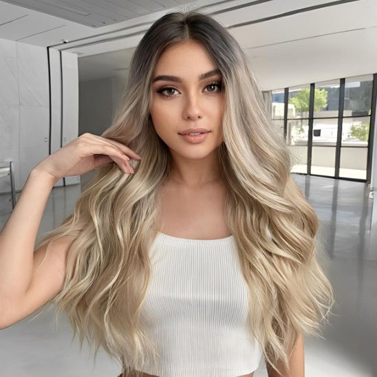 perruque-blonde-longue-ondulee-racines-foncees-volume-style-ombre-eclat-lumineux