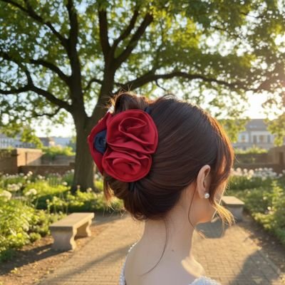 pince-à-cheveux-fleur-rouge-chignon-elegant-accessoire-femme-style-romantique-nature