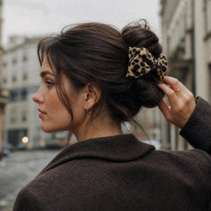 Pince cheveux noeud leopard chignon boheme style urbain