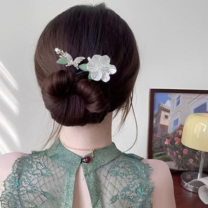 épingle-à-cheveux-fleur-argent-oiseau-feuilles-chignon-femme-elegance-nature-style-raffine