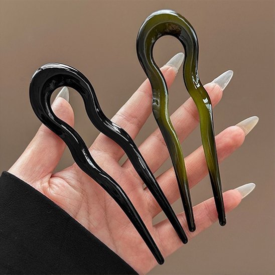 épingle-à-cheveux-resine-double-branche-design-minimaliste-couleurs-sobres-finition-lisse