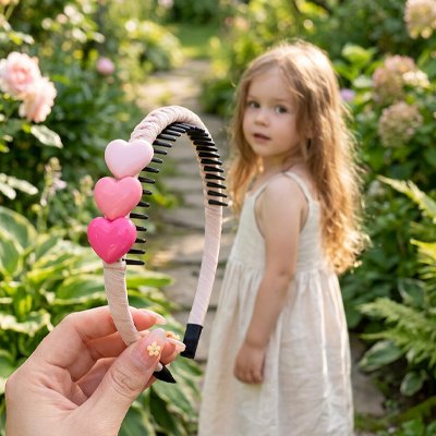 serre-tête-enfant-coeurs-roses-accessoire-cheveux-couleurs-douces-style-fleuri-jardin