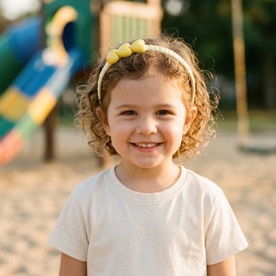 serre-tête-enfant-jaune-accessoire-cheveux-style-joyeux-jeu-exterieur-parc-ensoleille