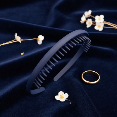 Serre tête bleu marine decor velours accessoire coiffure premium