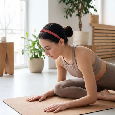 Serre tête bordeaux rose femme yoga sport maintien cheveux