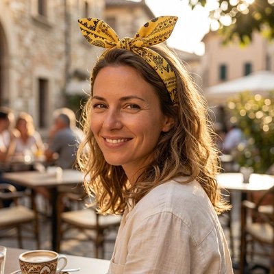 serre-tête-jaune-femme-terasse-cafe