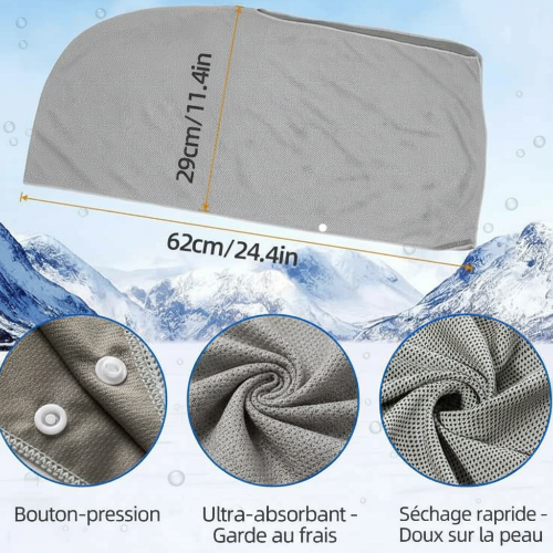 Serviette à capuche dimensions 29cm 62cm bouton pression ultra absorbant