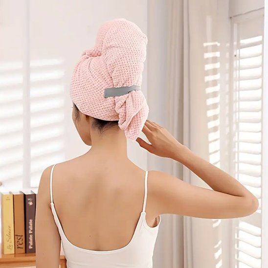 serviette-en-microfibre-cheveux-rose-turban-fixe-rapide-sechage-routine-matin-douceur