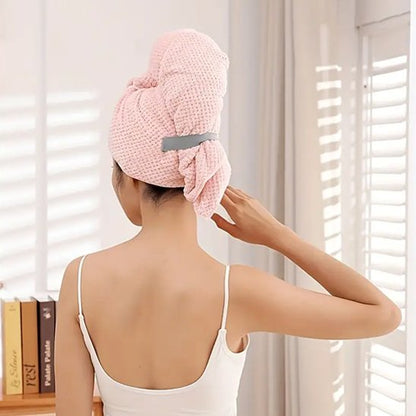 serviette-en-microfibre-cheveux-rose-turban-fixe-rapide-sechage-routine-matin-douceur