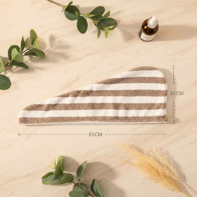 Serviette ultra absorbante microfibre dimensions 65cm 25cm rayures marron blanc